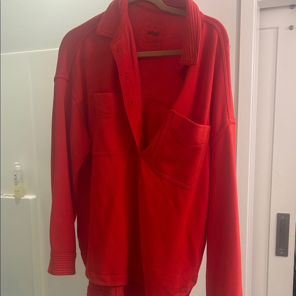 Aerie button oversized pullover S